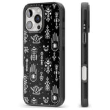 iPhone 16 Pro Max Tribal Palms - White on Black Black Impact Phone Case