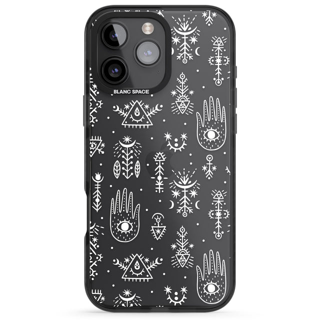 iPhone 16 Pro Max Black Tribal Palms Black Impact Phone Case