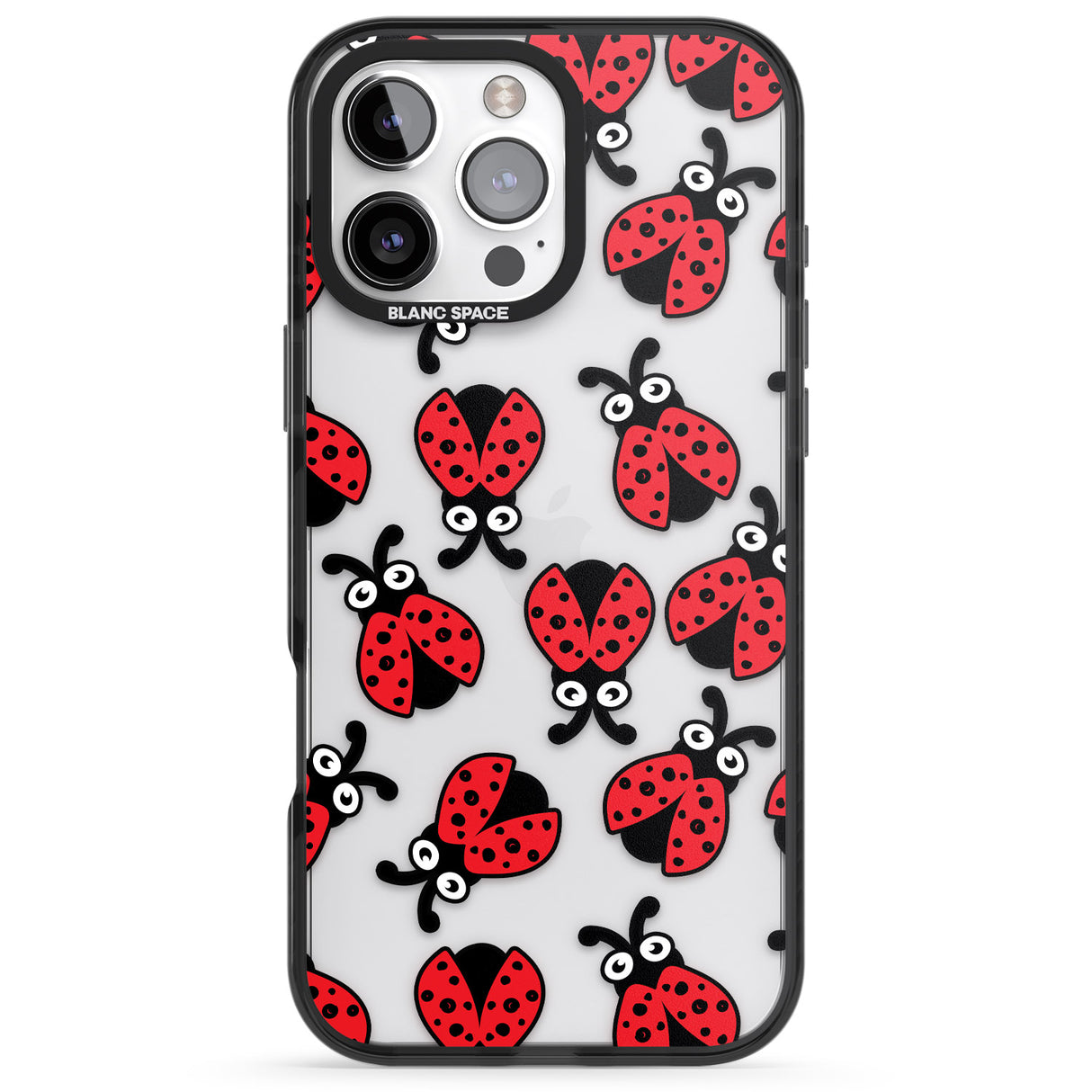 iPhone 16 Pro Max Ladybug Pattern Black Impact Phone Case