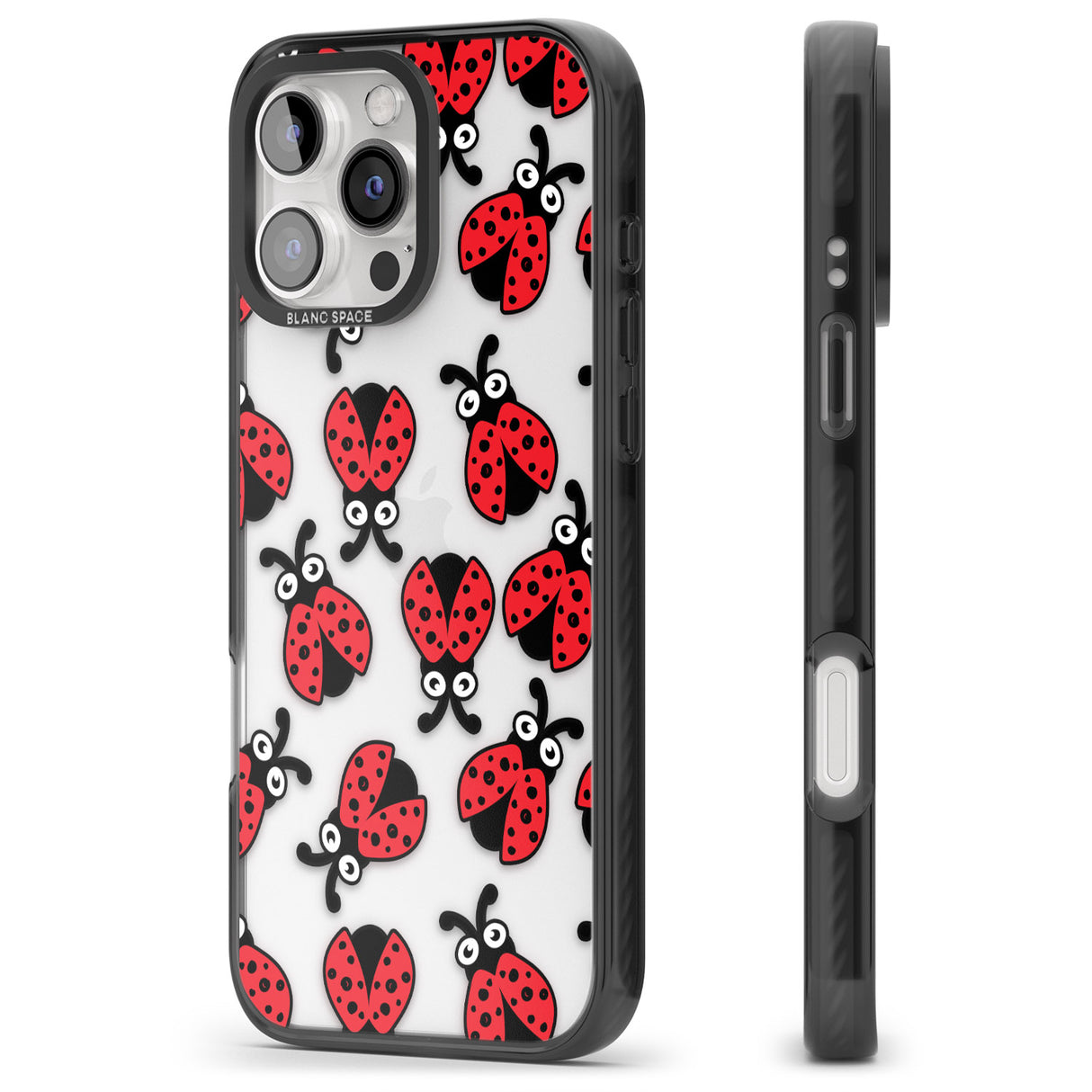 iPhone 16 Pro Max Ladybug Pattern Black Impact Phone Case