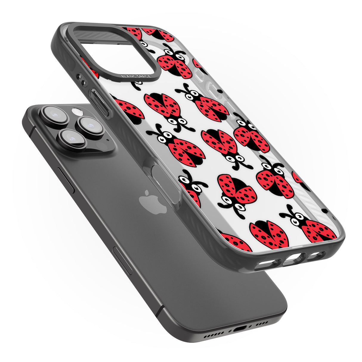 iPhone 16 Pro Max Ladybug Pattern Black Impact Phone Case