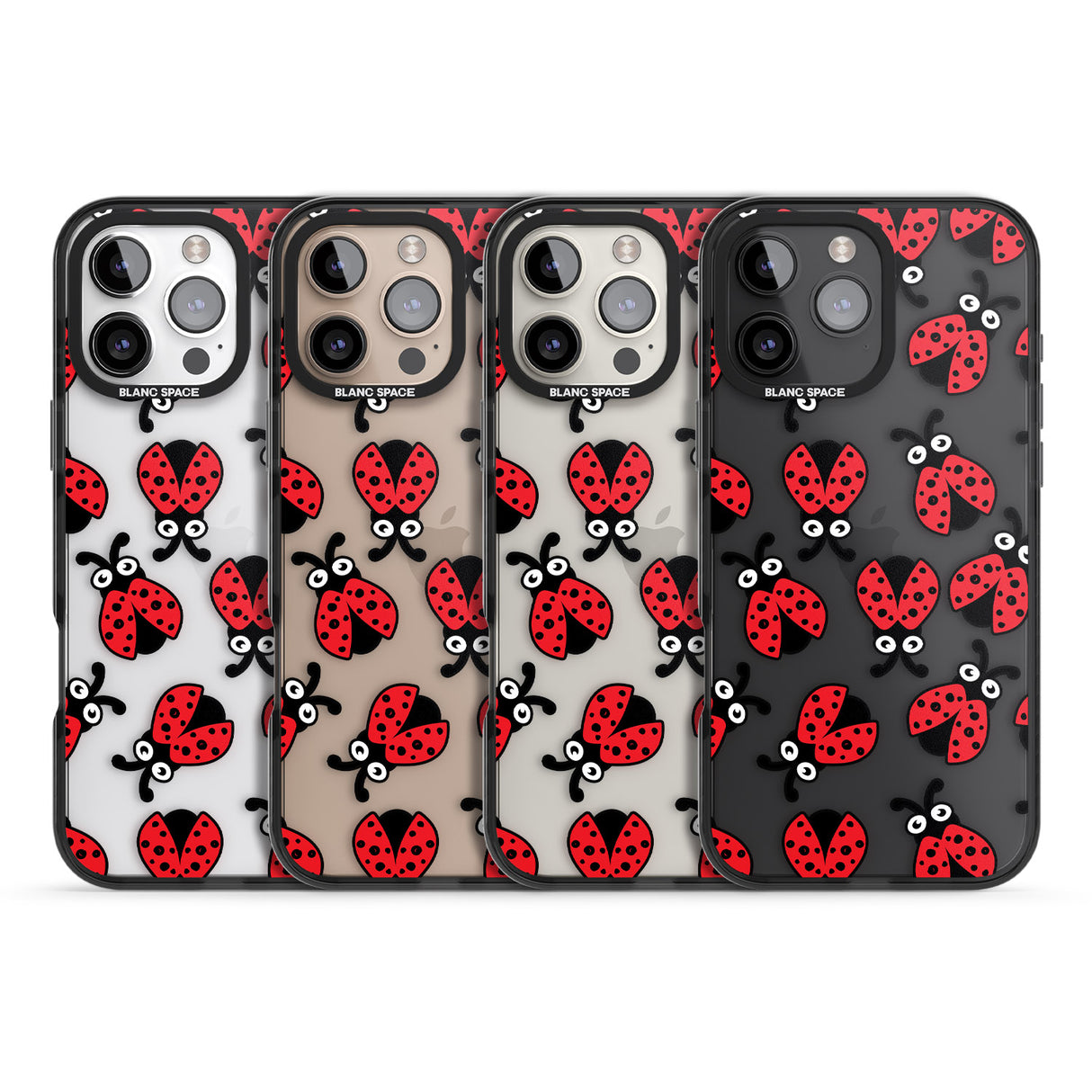 iPhone 16 Pro Max Ladybug Pattern Black Impact Phone Case