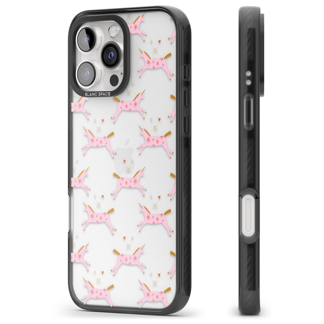 iPhone 16 Pro Max Pink Unicorns Black Impact Phone Case