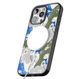 iPhone 16 Pro Max Blue & Grey Daisies Pattern Black Impact Phone Case