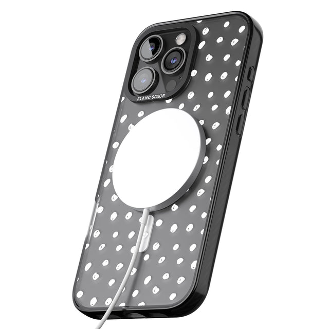 iPhone 16 Pro Max Messy White Dot Pattern Black Impact Phone Case