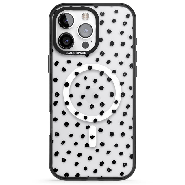 iPhone 16 Pro Max Messy Black Dot Pattern Black Impact Phone Case