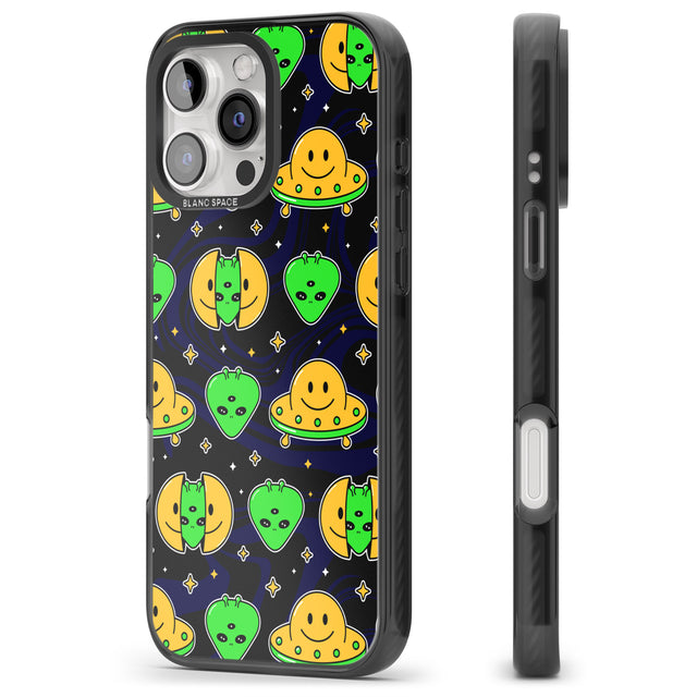 iPhone 16 Pro Max Alien Head Pattern Black Impact Phone Case