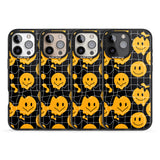 iPhone 16 Pro Max Acid Face Grid Pattern Black Impact Phone Case