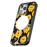 iPhone 16 Pro Max Acid Face Grid Pattern Black Impact Phone Case