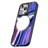 iPhone 16 Pro Max Purple & Blue Agate Gemstone Clear Design Black Impact Phone Case