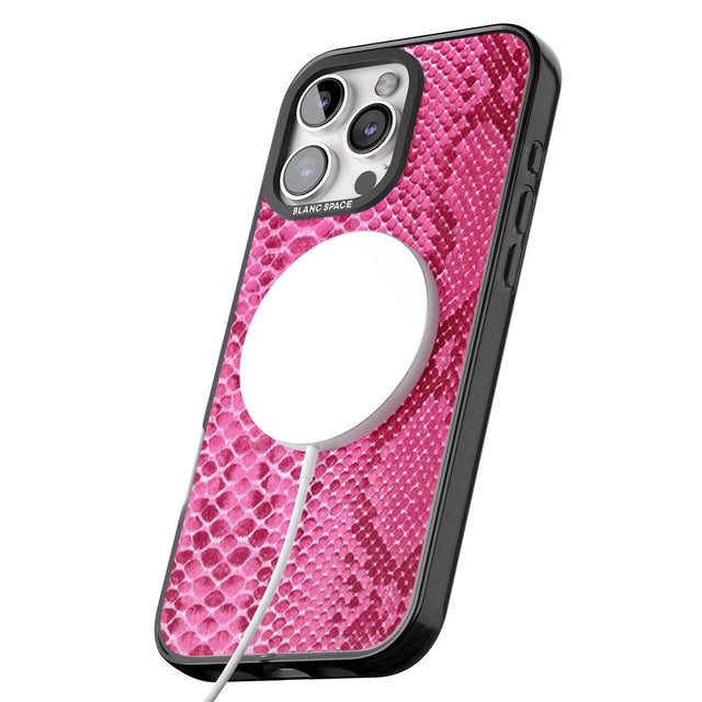 iPhone 16 Pro Max Pink Snakeskin Black Impact Phone Case