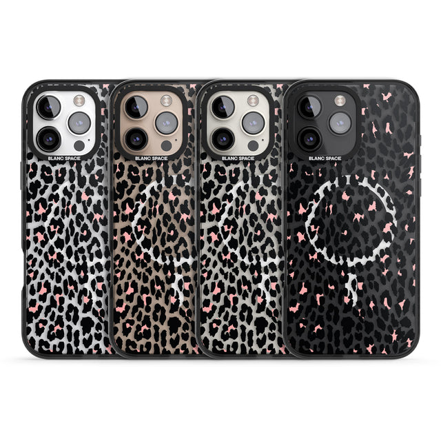 iPhone 16 Pro Max Light Pink Leopard Print - Transparent Black Impact Phone Case