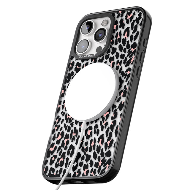 iPhone 16 Pro Max Light Pink Leopard Print - Transparent Black Impact Phone Case