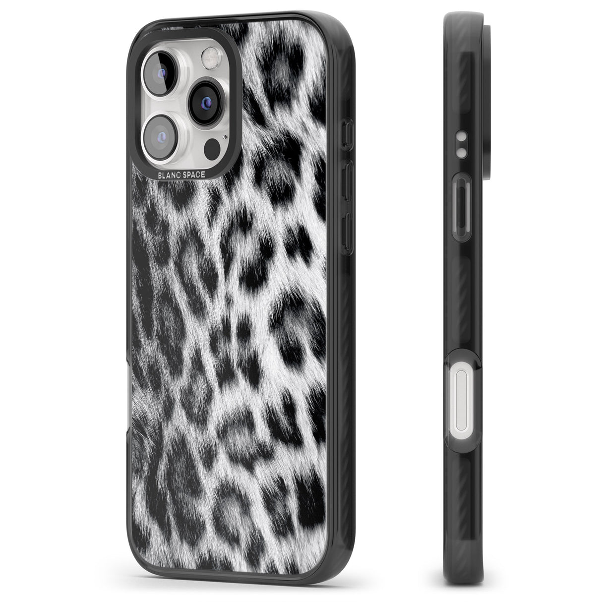 iPhone 16 Pro Max Animal Fur Pattern - Snow Leopard Black Impact Phone Case