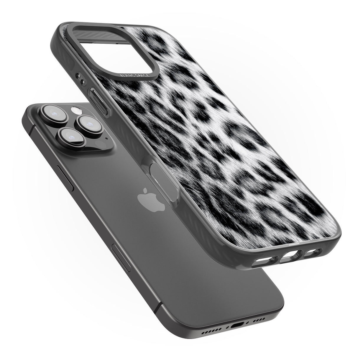 iPhone 16 Pro Max Animal Fur Pattern - Snow Leopard Black Impact Phone Case