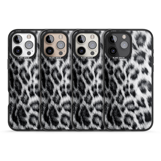 iPhone 16 Pro Max Animal Fur Pattern - Snow Leopard Black Impact Phone Case