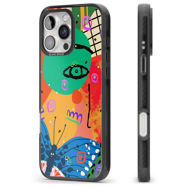 iPhone 16 Pro Max Abstract Butterfly Black Impact Phone Case