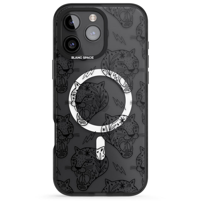 iPhone 16 Pro Max Black Tiger Roar Pattern Black Impact Phone Case