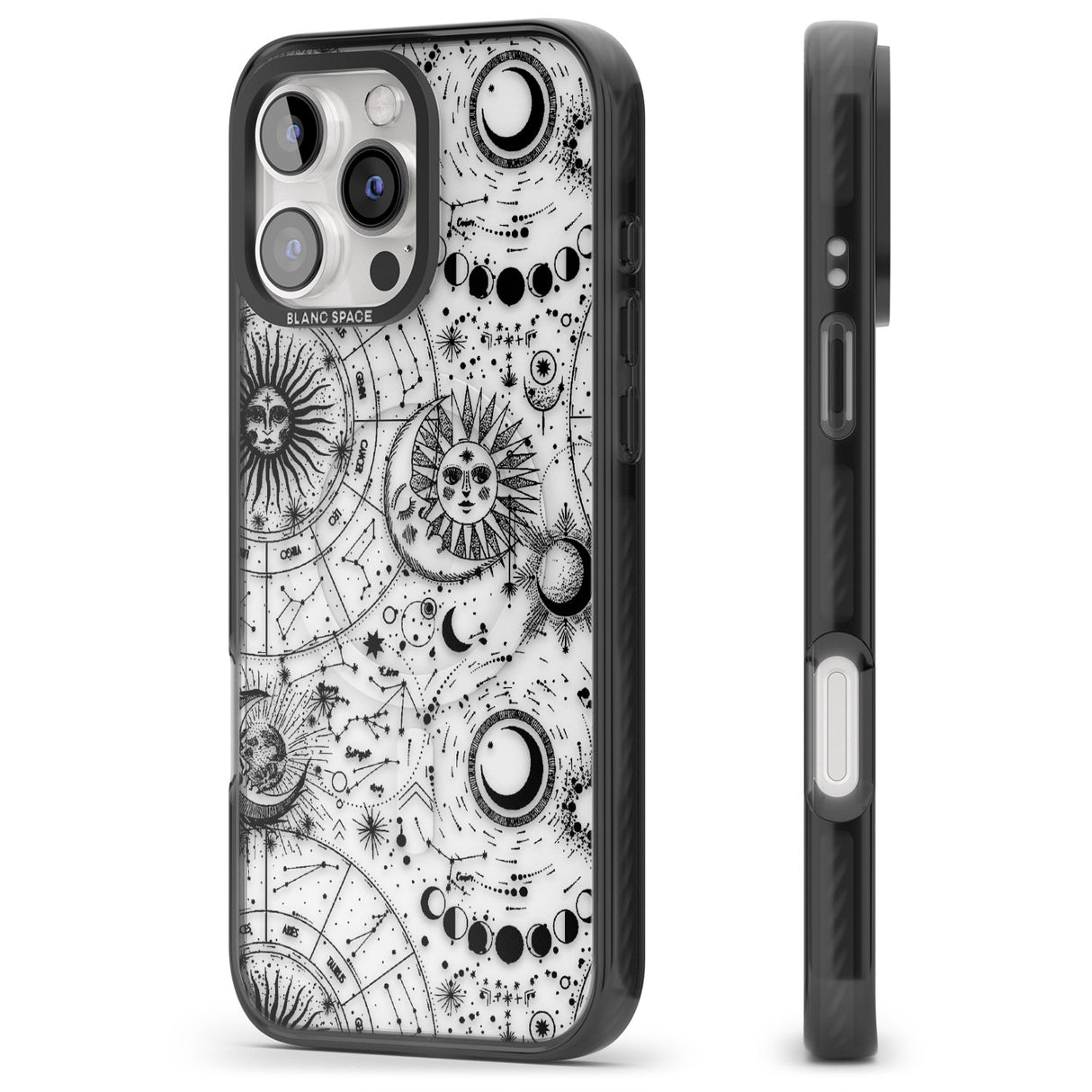 iPhone 16 Pro Max Suns, Moons, Zodiac Signs Astrological Black Impact Phone Case