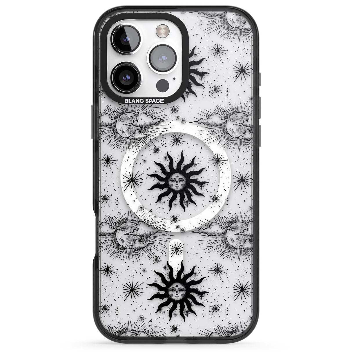 iPhone 16 Pro Max Suns & Clouds Vintage Astrological Black Impact Phone Case