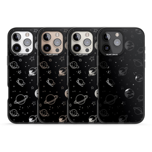 iPhone 16 Pro Max Cosmic Outer Space Design Clear on Black Black Impact Phone Case