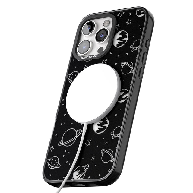 iPhone 16 Pro Max Cosmic Outer Space Design Clear on Black Black Impact Phone Case