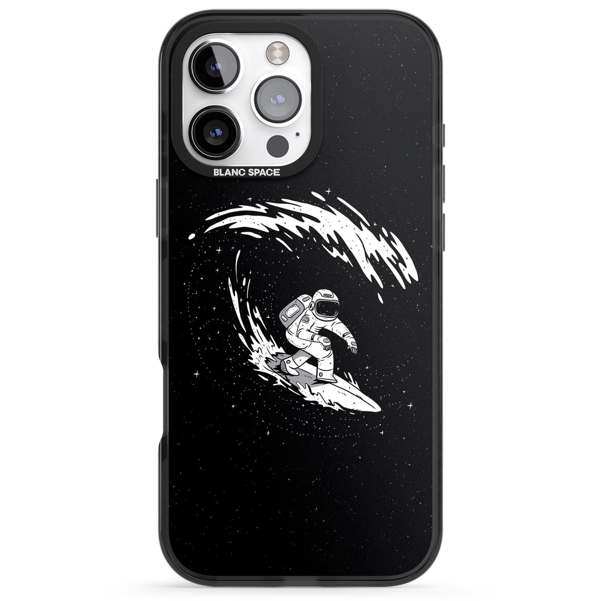 iPhone 16 Pro Max Surfing Astronaut Black Impact Phone Case