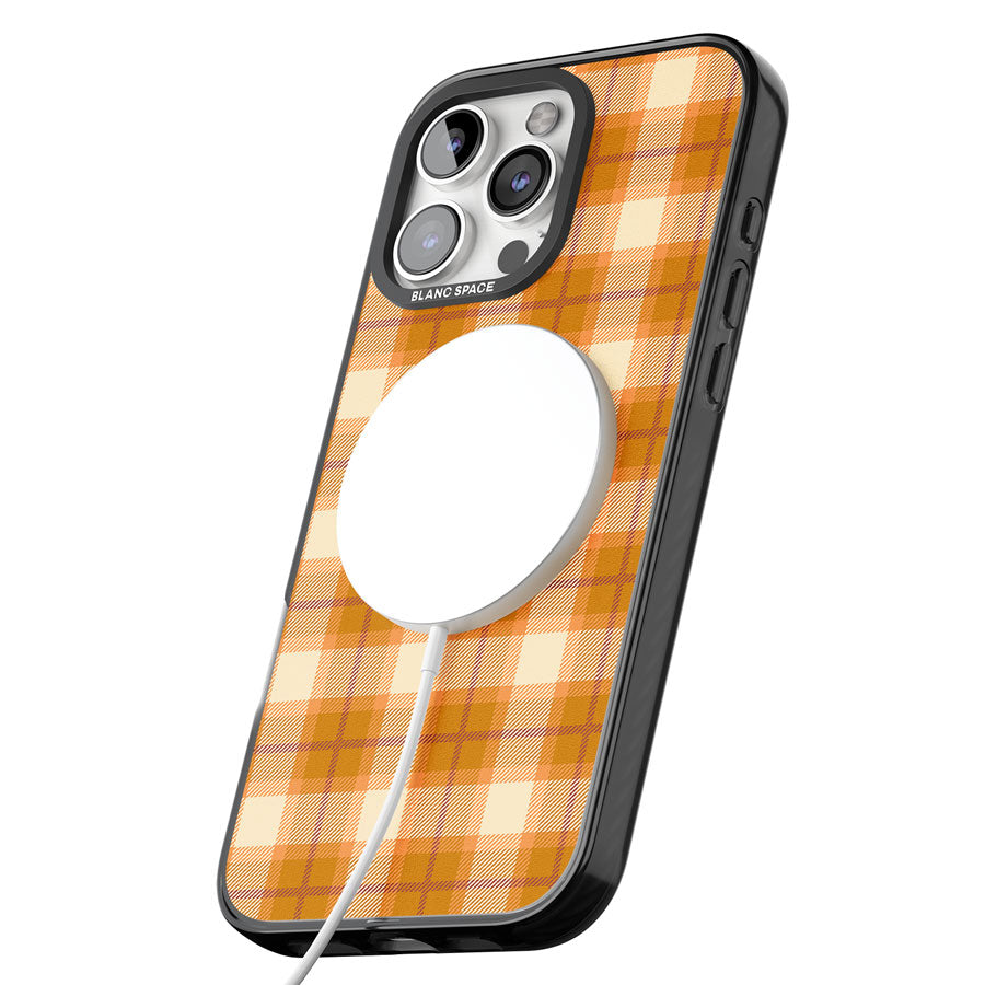 Pumpkin Plaid Black Impact Magsafe Phone Case for iPhone 16 Pro, iPhone 16 Pro Max