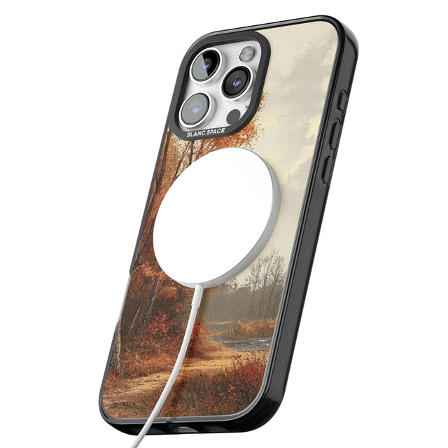 Vintage Autumn Oil Painting Black Impact Magsafe Phone Case for iPhone 16 Pro, iPhone 16 Pro Max