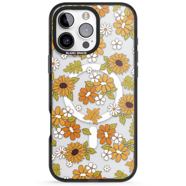 Boho Sunflowers Black Impact Magsafe Phone Case for iPhone 16 Pro, iPhone 16 Pro Max