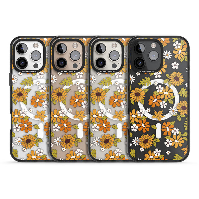 Boho Sunflowers Black Impact Magsafe Phone Case for iPhone 16 Pro, iPhone 16 Pro Max