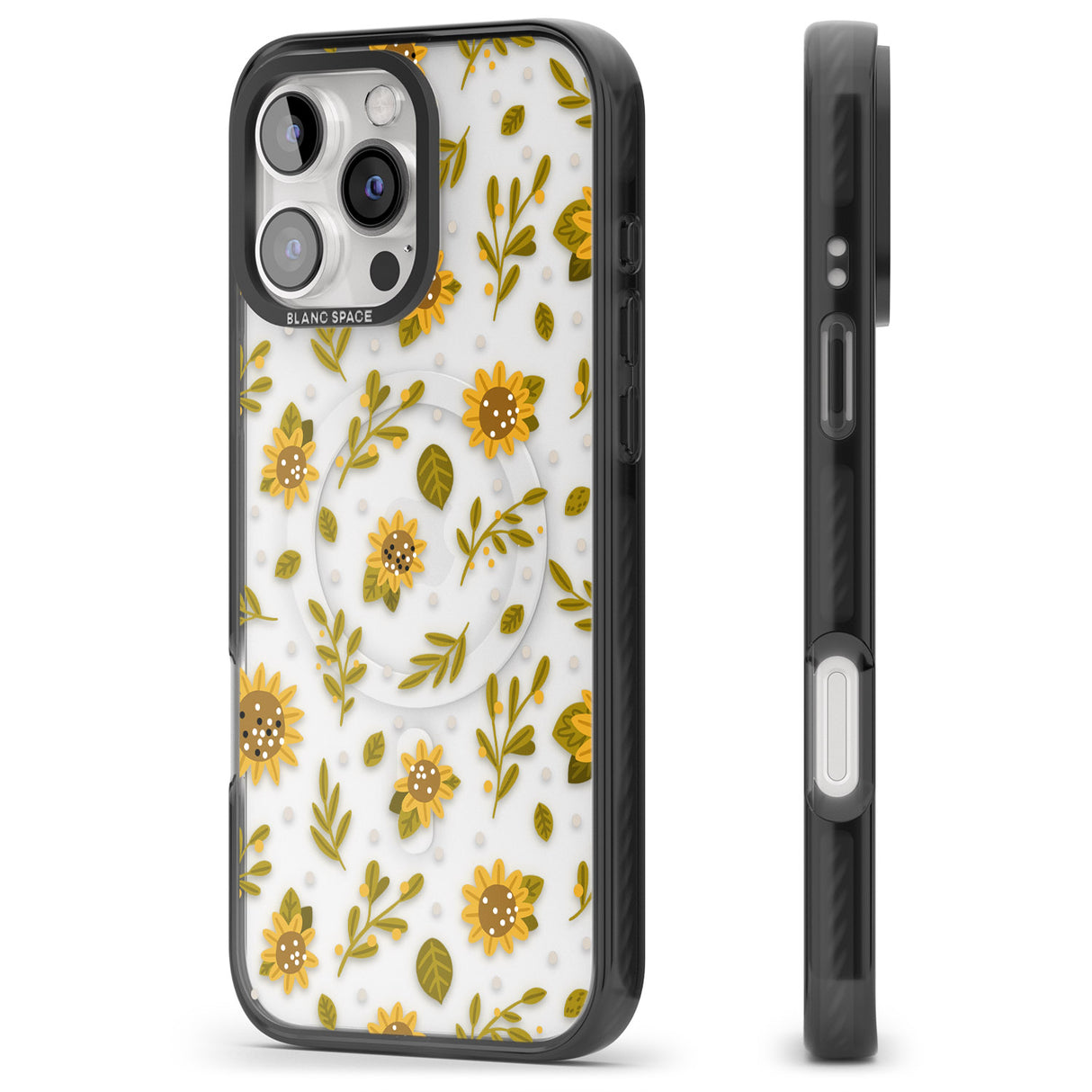 iPhone 16 Pro Max Sweet as Honey Patterns: Sunflowers (Clear) Black Impact Phone Case