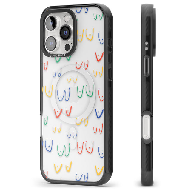 iPhone 16 Pro Max Free the boob (Mixed Colours) Black Impact Phone Case