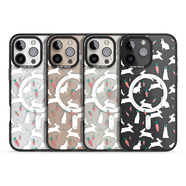 iPhone 16 Pro Max White Bunnies and Carrots Black Impact Phone Case