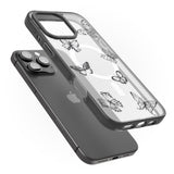 iPhone 16 Pro Max Grey Butterfly Line Pattern Black Impact Phone Case