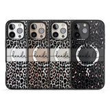 iPhone 16 Pro Max Personalised Pink & Cursive Leopard Spots Black Impact Phone Case