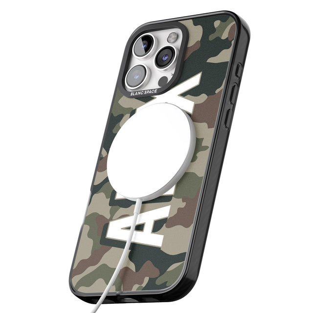 iPhone 16 Pro Max Personalised Classic Green Camo Black Impact Phone Case