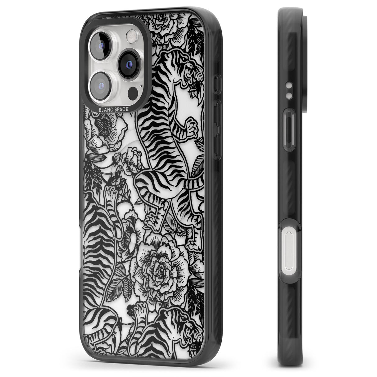 iPhone 16 Pro Max Personalised Chinese Tiger Pattern Black Impact Phone Case