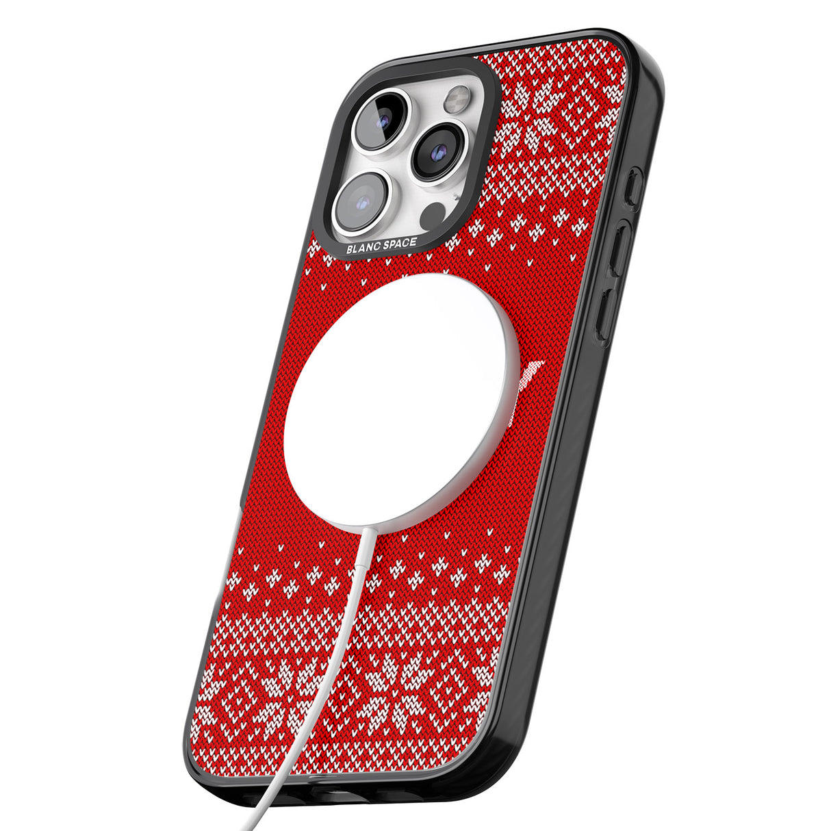 iPhone 16 Pro Max Personalised Red Christmas Knitted Jumper Black Impact Phone Case