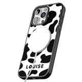 iPhone 16 Pro Max Personalised Cow Print Black Impact Phone Case