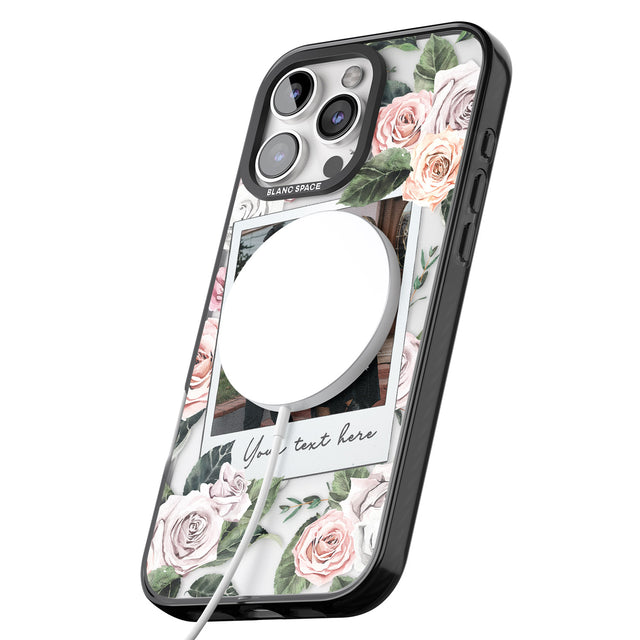 iPhone 16 Pro Max Personalised Floral Instant Film Photo Black Impact Phone Case