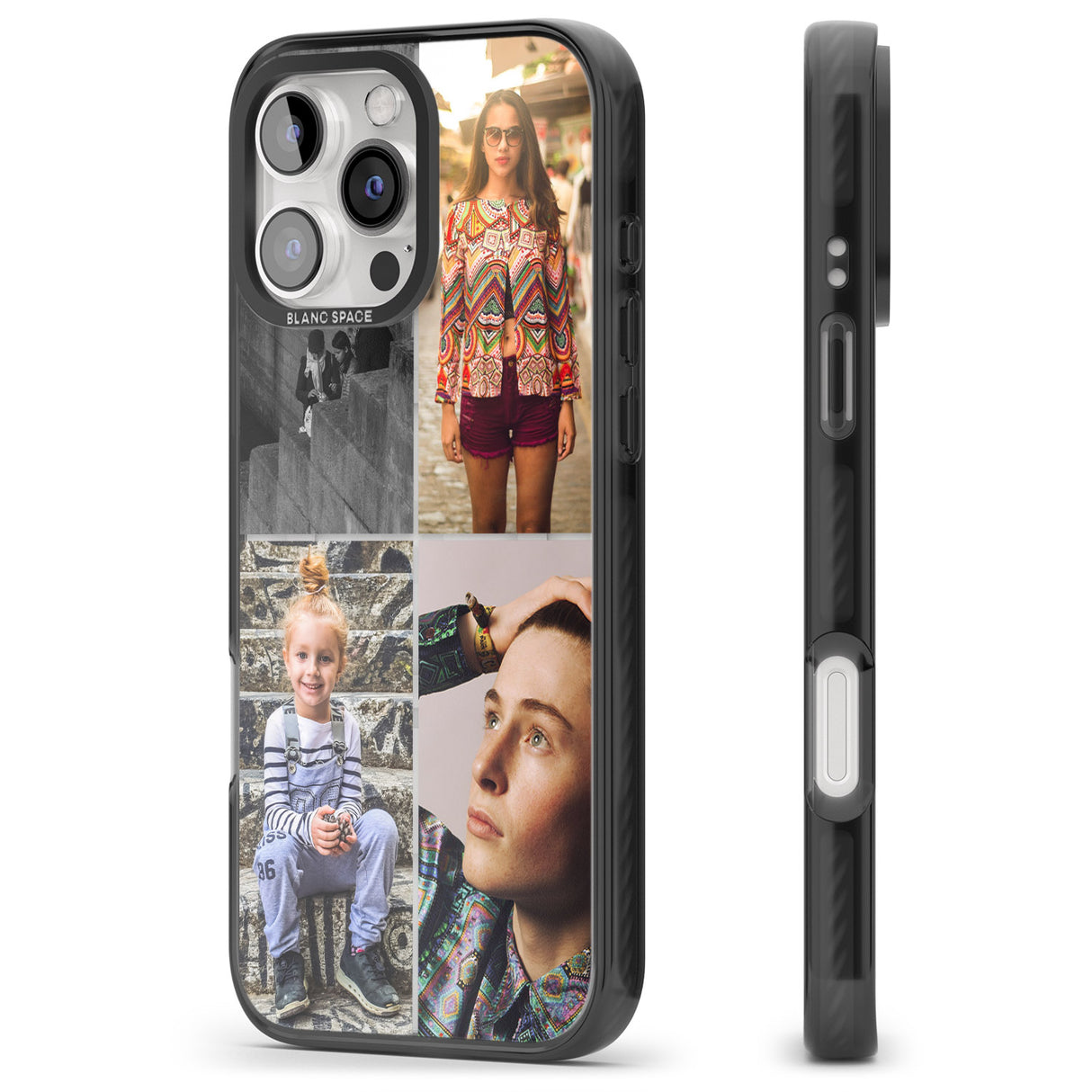 iPhone 16 Pro Max Personalised 4 Photo Grid Black Impact Phone Case