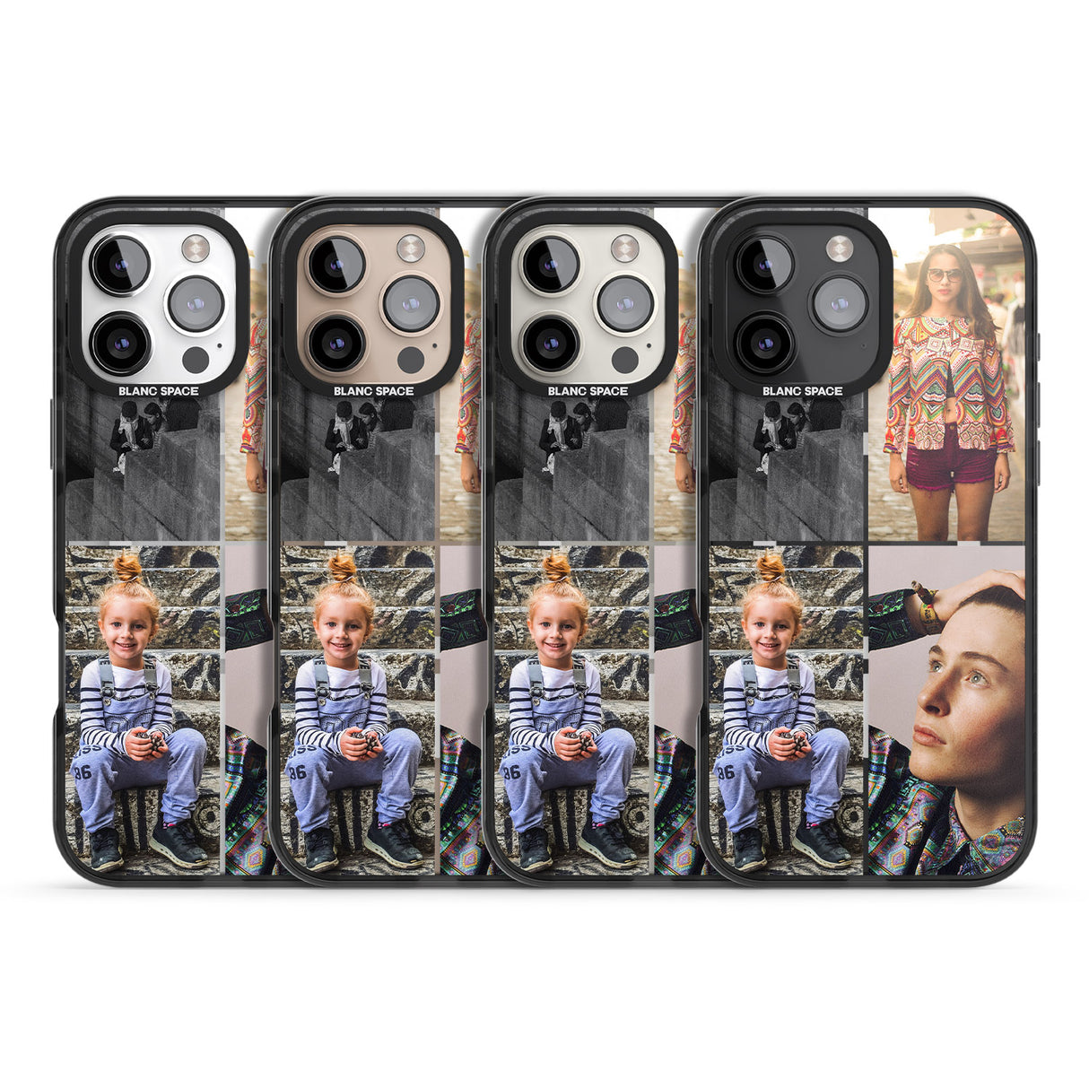 iPhone 16 Pro Max Personalised 4 Photo Grid Black Impact Phone Case