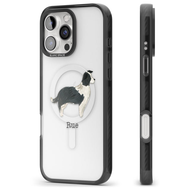 iPhone 16 Pro Max Personalised Border Collie Black Impact Phone Case