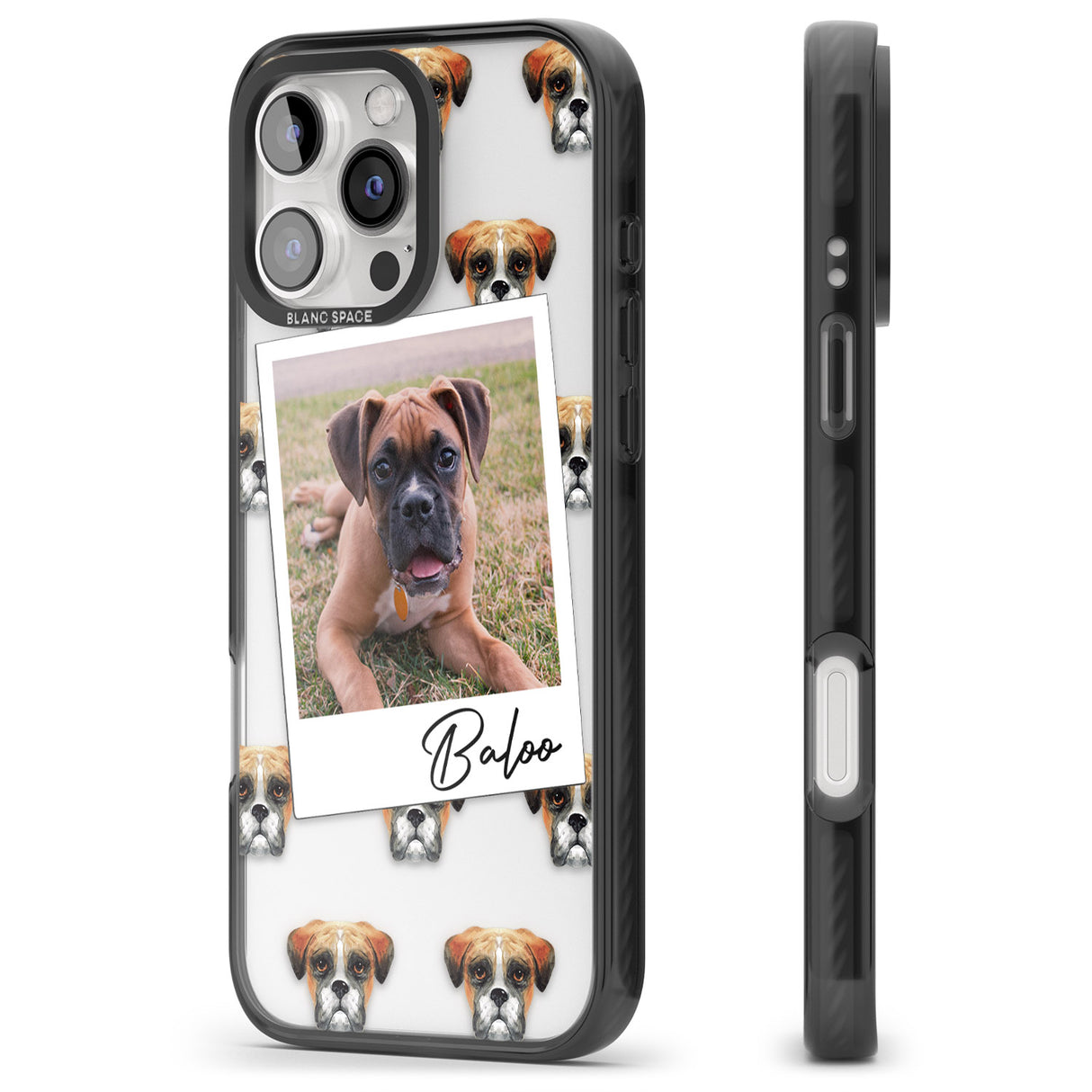 iPhone 16 Pro Max Personalised Boxer - Dog Photo Black Impact Phone Case