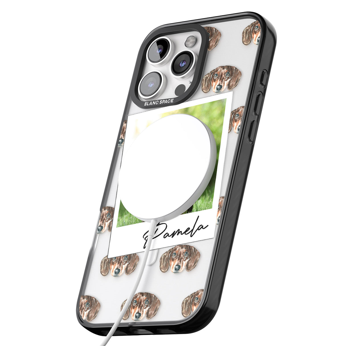 iPhone 16 Pro Max Personalised Dachshund, Brown - Dog Photo Black Impact Phone Case