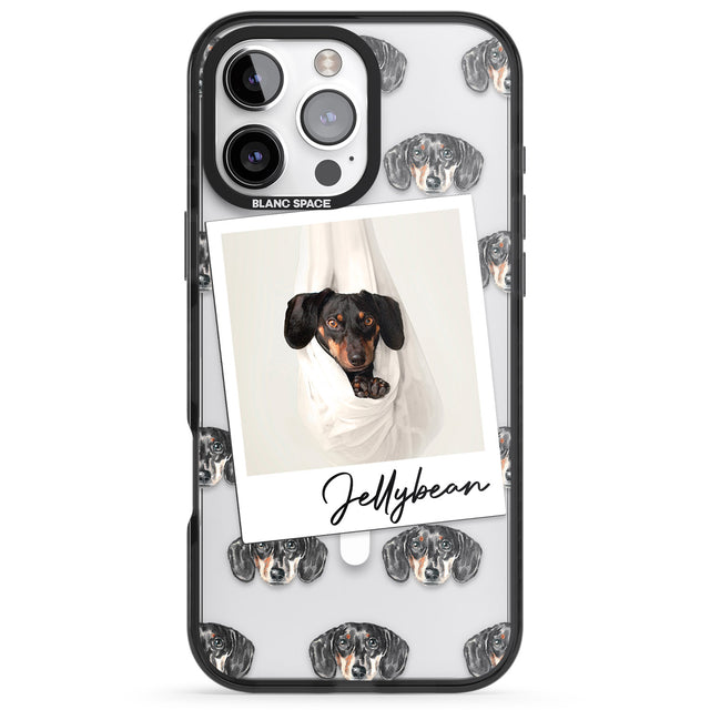 iPhone 16 Pro Max Personalised Dachshund, Black- Dog Photo Black Impact Phone Case