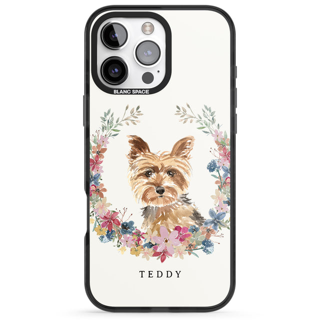 iPhone 16 Pro Max Personalised Yorkshire Terrier - Watercolour Dog Portrait Black Impact Phone Case