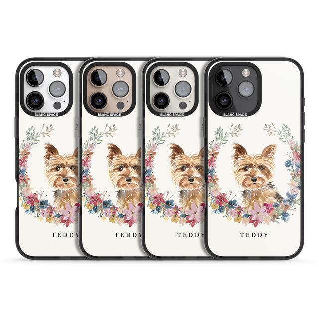 iPhone 16 Pro Max Personalised Yorkshire Terrier - Watercolour Dog Portrait Black Impact Phone Case