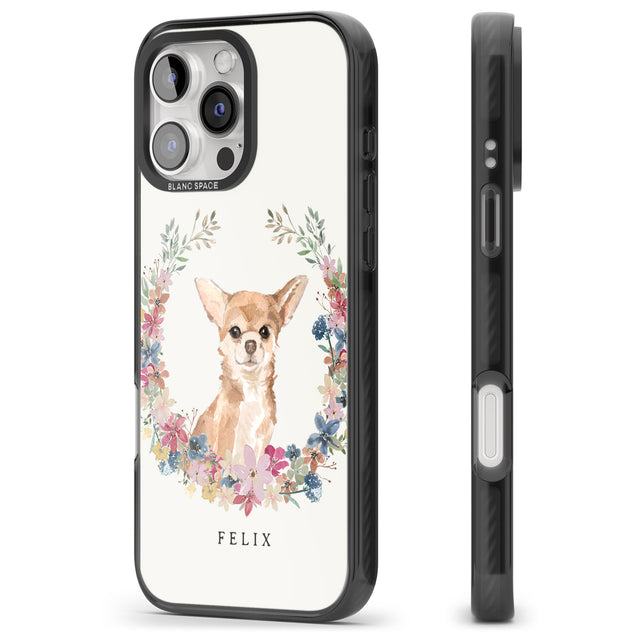 iPhone 16 Pro Max Personalised Chihuahua - Watercolour Dog Portrait Black Impact Phone Case